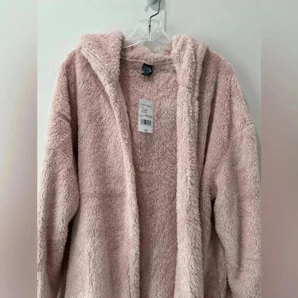 Cold Crush Blush Pink Hooded Sherpa Open Cardigan - Size M & XL - Picture 2 of 10